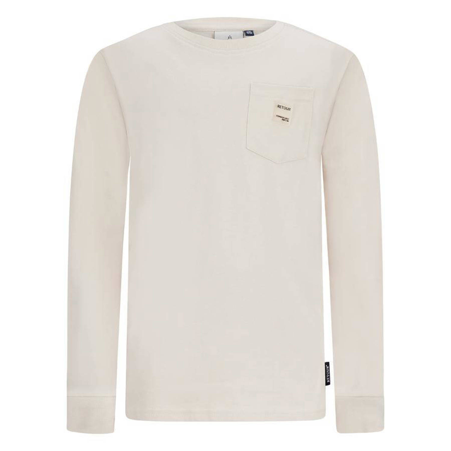 Retour Jeans longsleeve Jilles met backprint beige Jongens Biologisch katoen Ronde hals 122 128