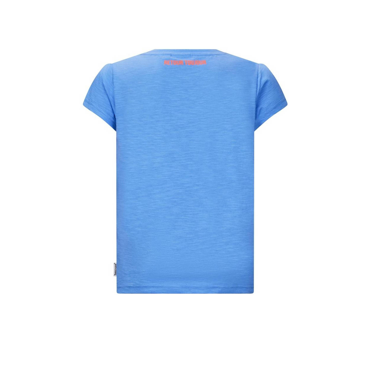 Retour Jeans T-shirt Starr met tekst blauw oranje