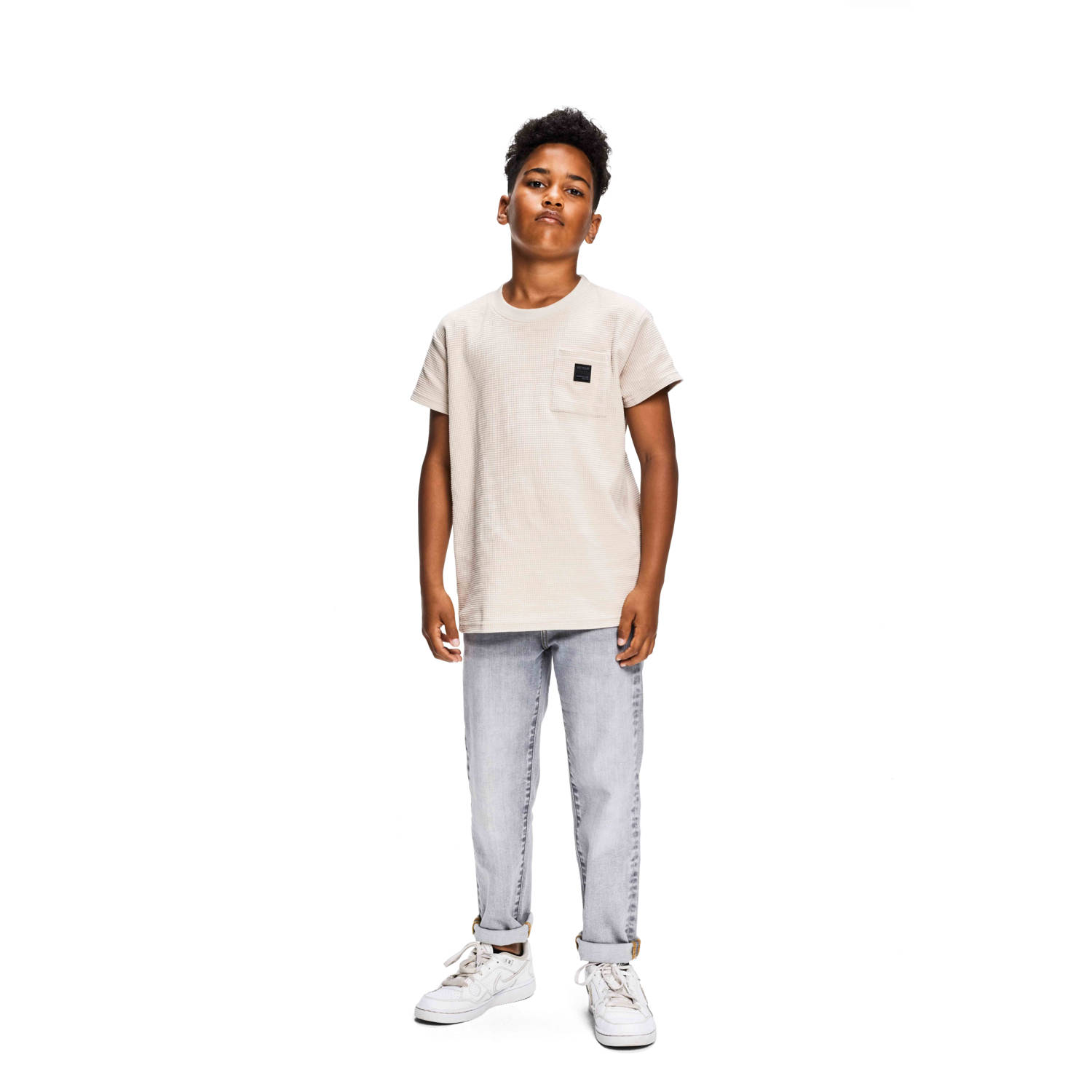 Retour Jeans T-shirt Xavier ecru Jongens Katoen Ronde hals Effen 146 152