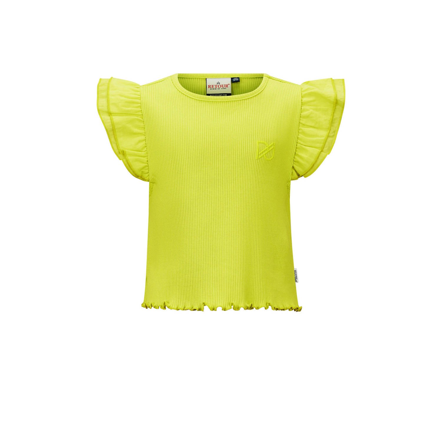 Retour Jeans top Royce neon geel Meisjes Katoen Ronde hals Effen 122 128