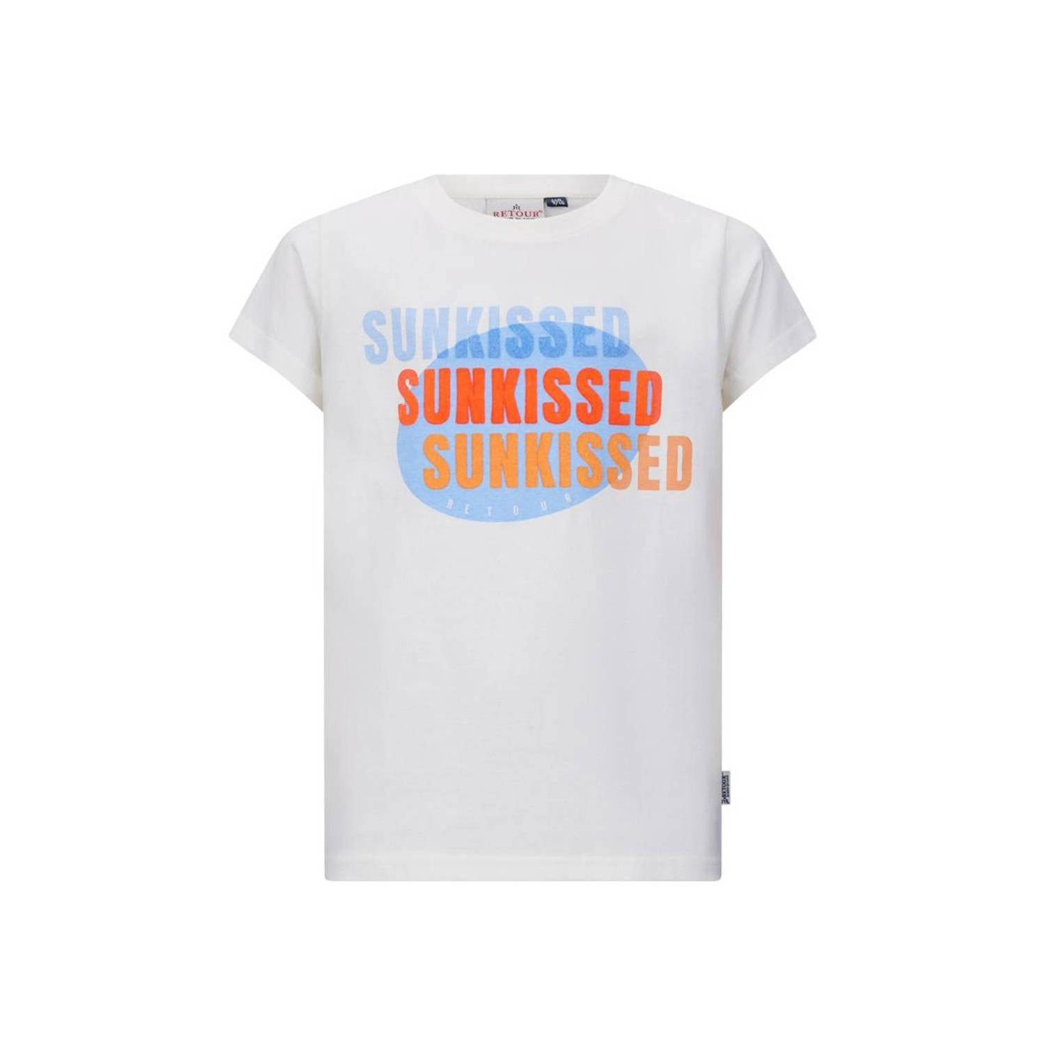 Retour Jeans T-shirt Lola met printopdruk wit Meisjes Katoen Ronde hals 134 140