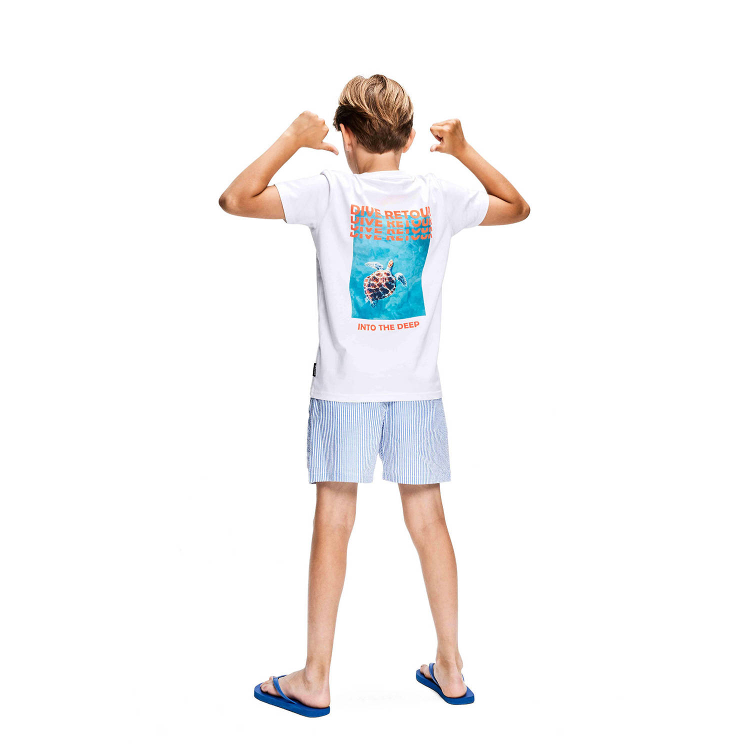 Retour Jeans T-shirt Evan met backprint wit