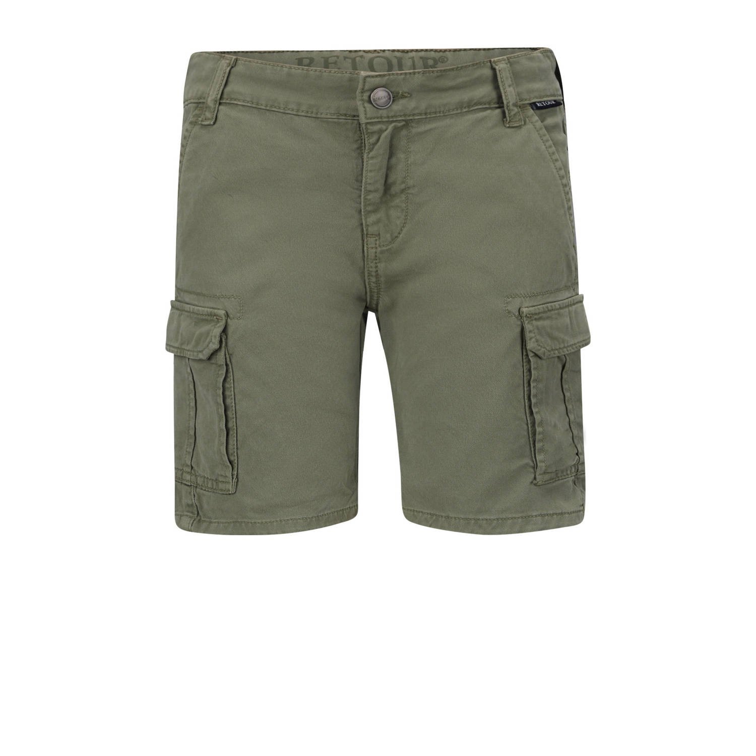 Retour Jeans regular fit cargo short Rocko mosgroen Korte broek Jongens Stretchkatoen 122 128