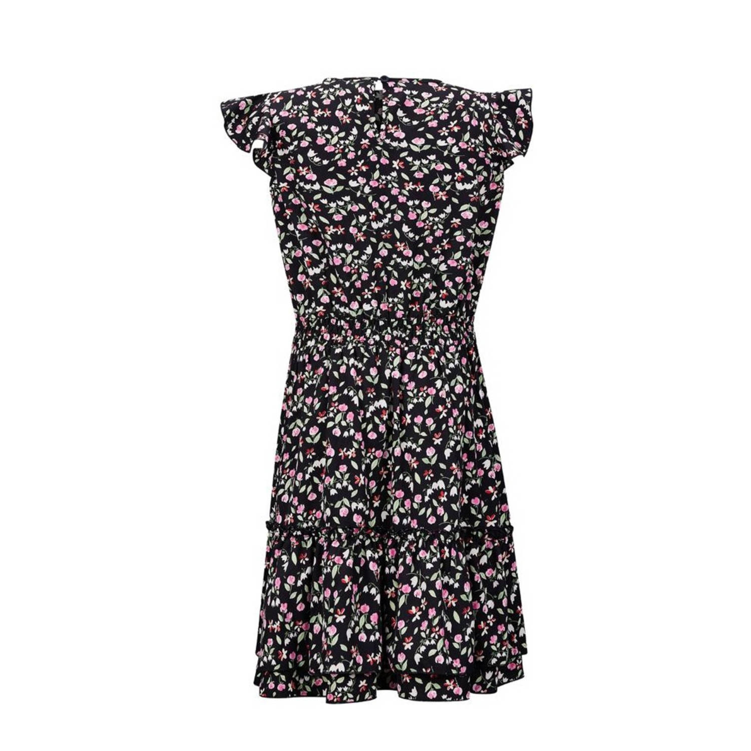Retour Jeans gebloemde jurk Bonita zwart roze