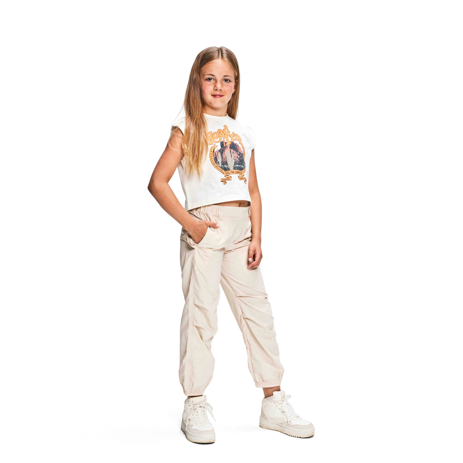 Retour Jeans T-shirt Karmen met printopdruk wit Meisjes Katoen Ronde hals 146 152