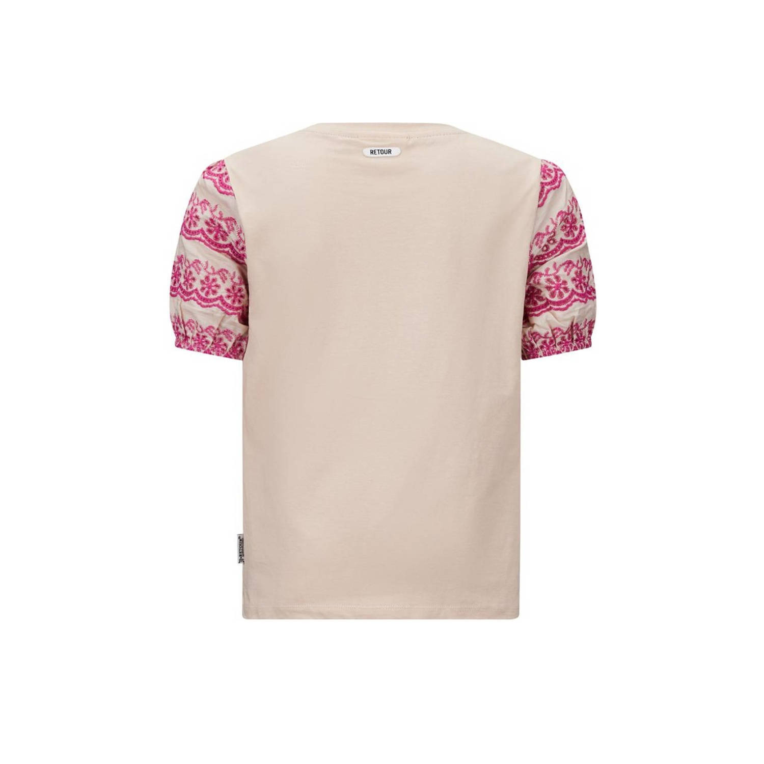 Retour Jeans top Xena met all over print beige roze