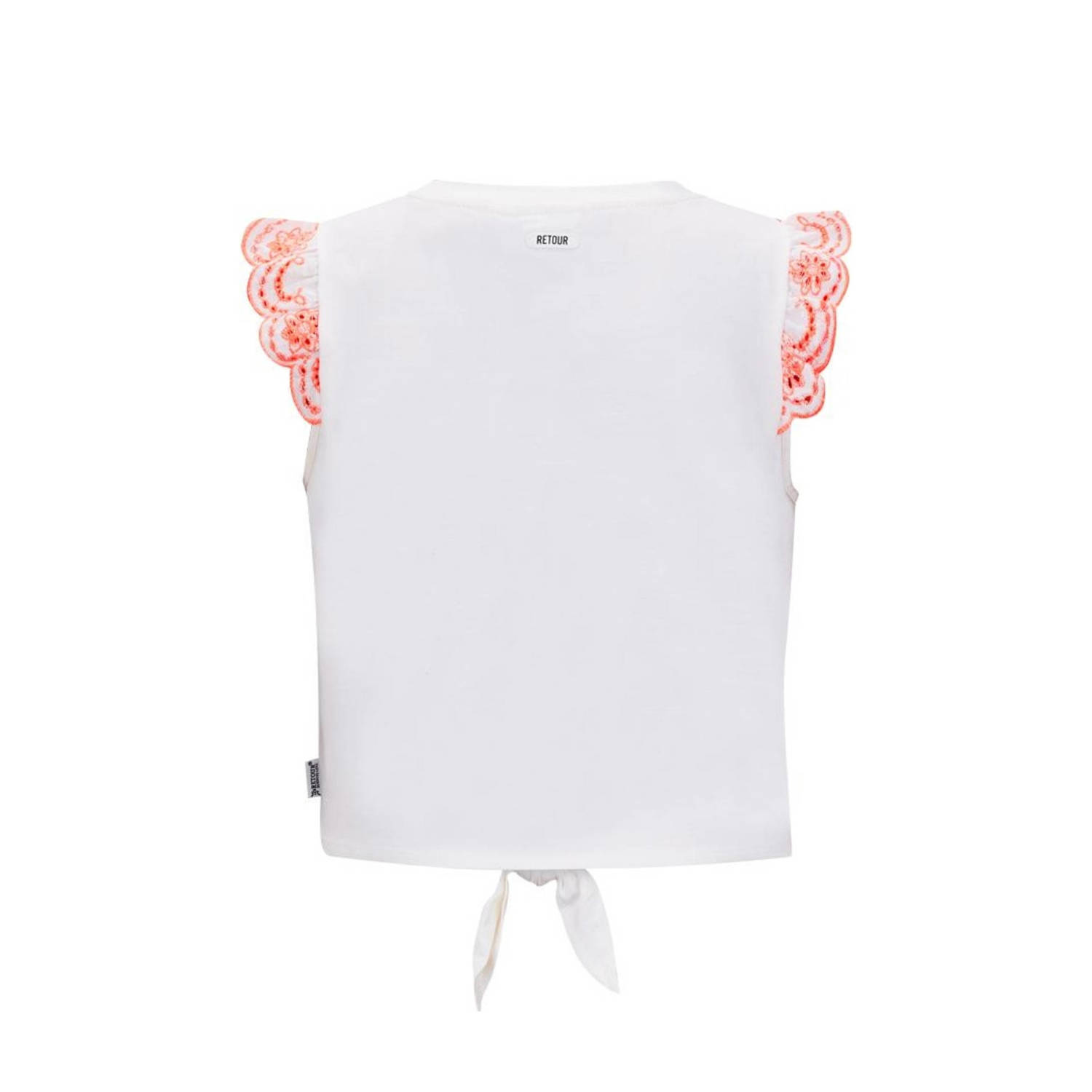 Retour Jeans T-shirt Mila met printopdruk wit oranje
