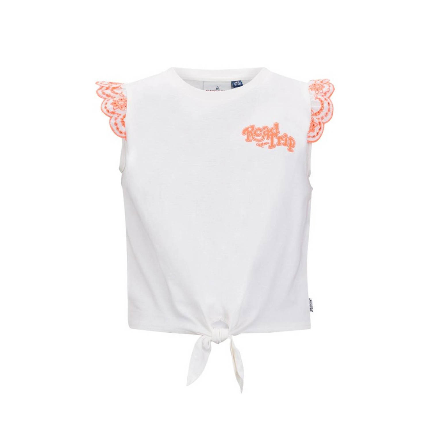 Retour Jeans T-shirt Mila met printopdruk wit oranje Meisjes Katoen Ronde hals 134 140