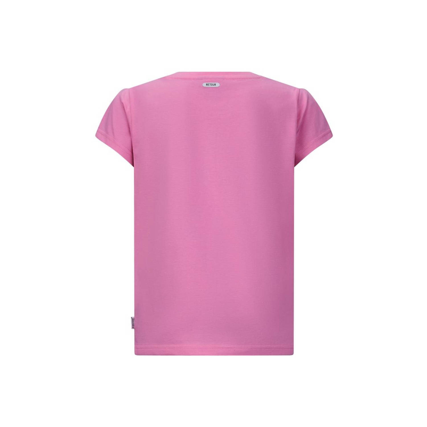 Retour Jeans T-shirt Wendy met printopdruk roze