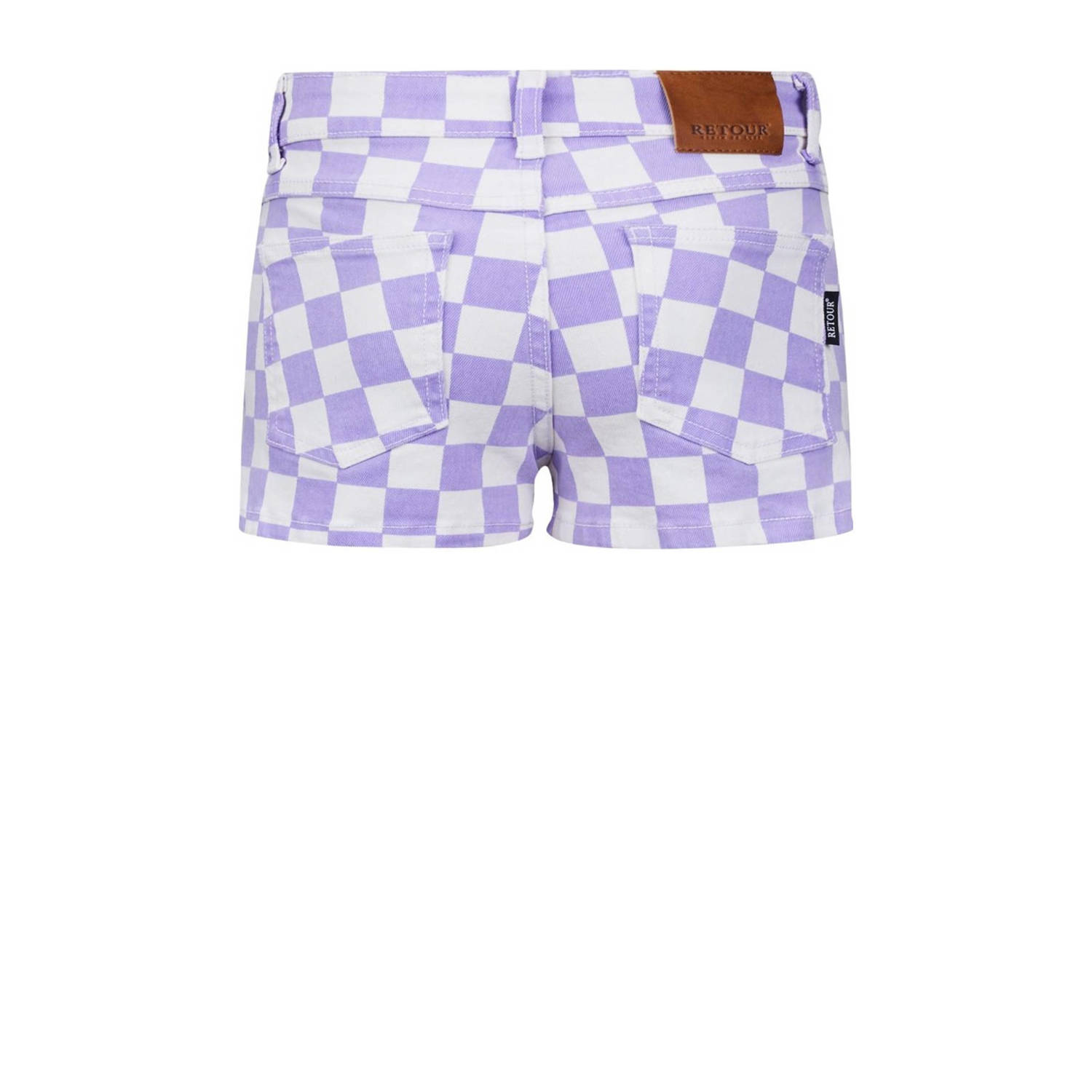 Retour Jeans denim short Kylie met all over print paars offwhite