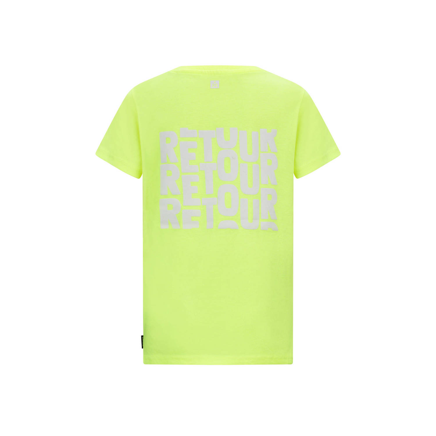 Retour Jeans T-shirt Chiel met backprint neongeel