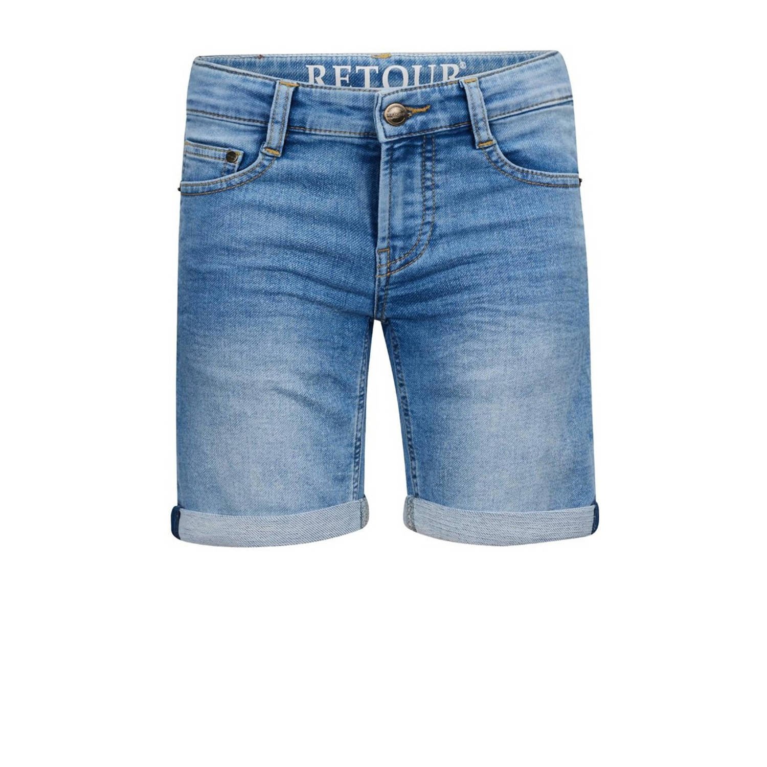 Retour Jeans denim short Loeks medium blue denim Korte broek Blauw Jongens Jog denim 116