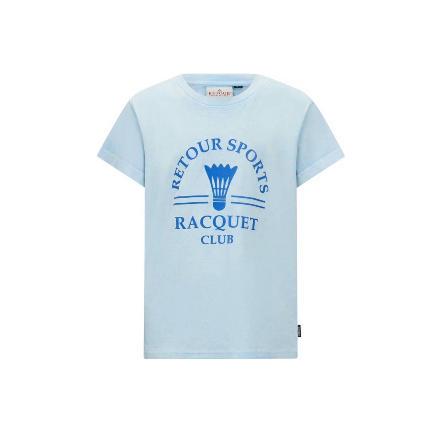 Retour Jeans T-shirt Zack met printopdruk lichtblauw Jongens Katoen Ronde hals 158 164