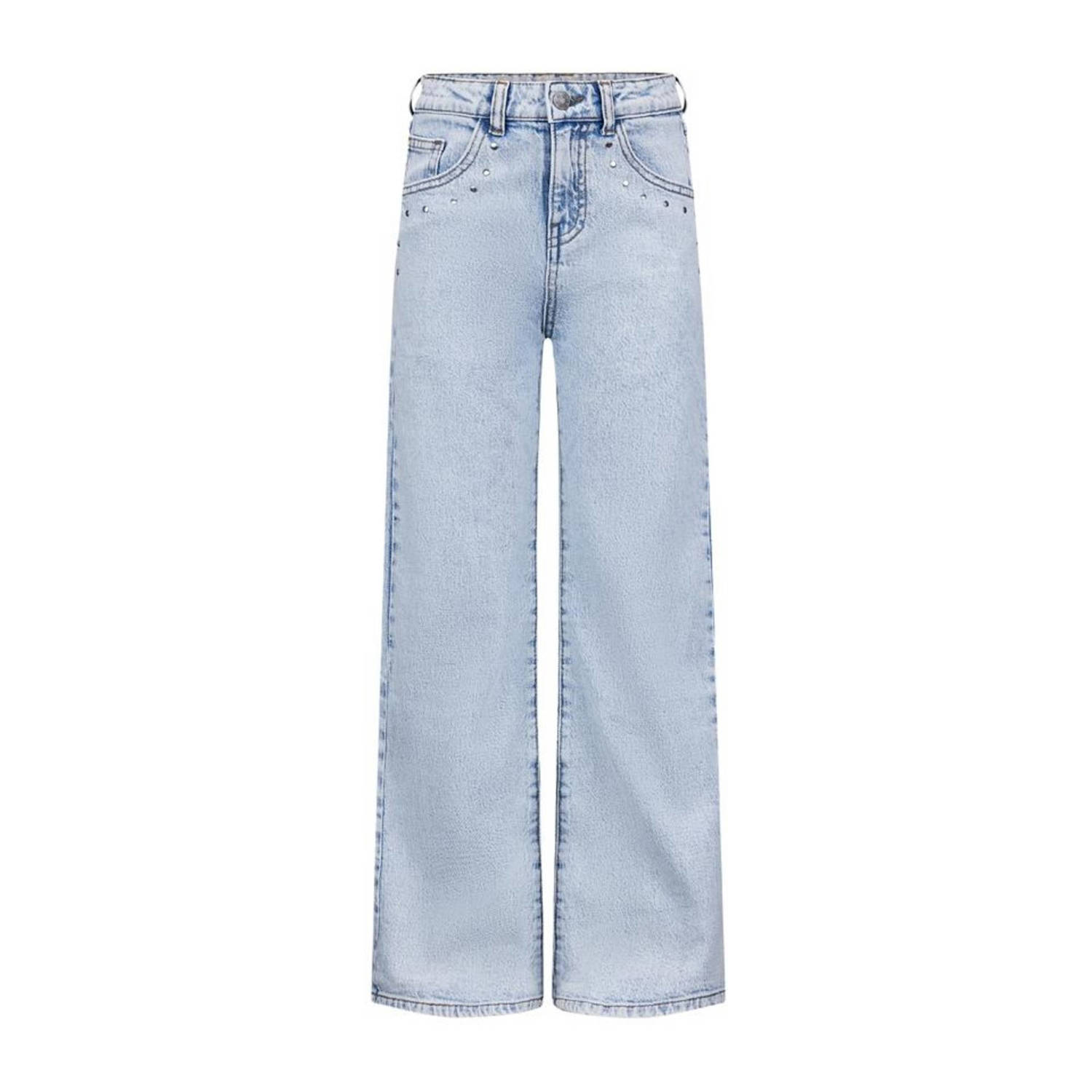Retour Jeans high waist wide leg jeans Gigi bleached blue denim Blauw Meisjes Stretchdenim 122