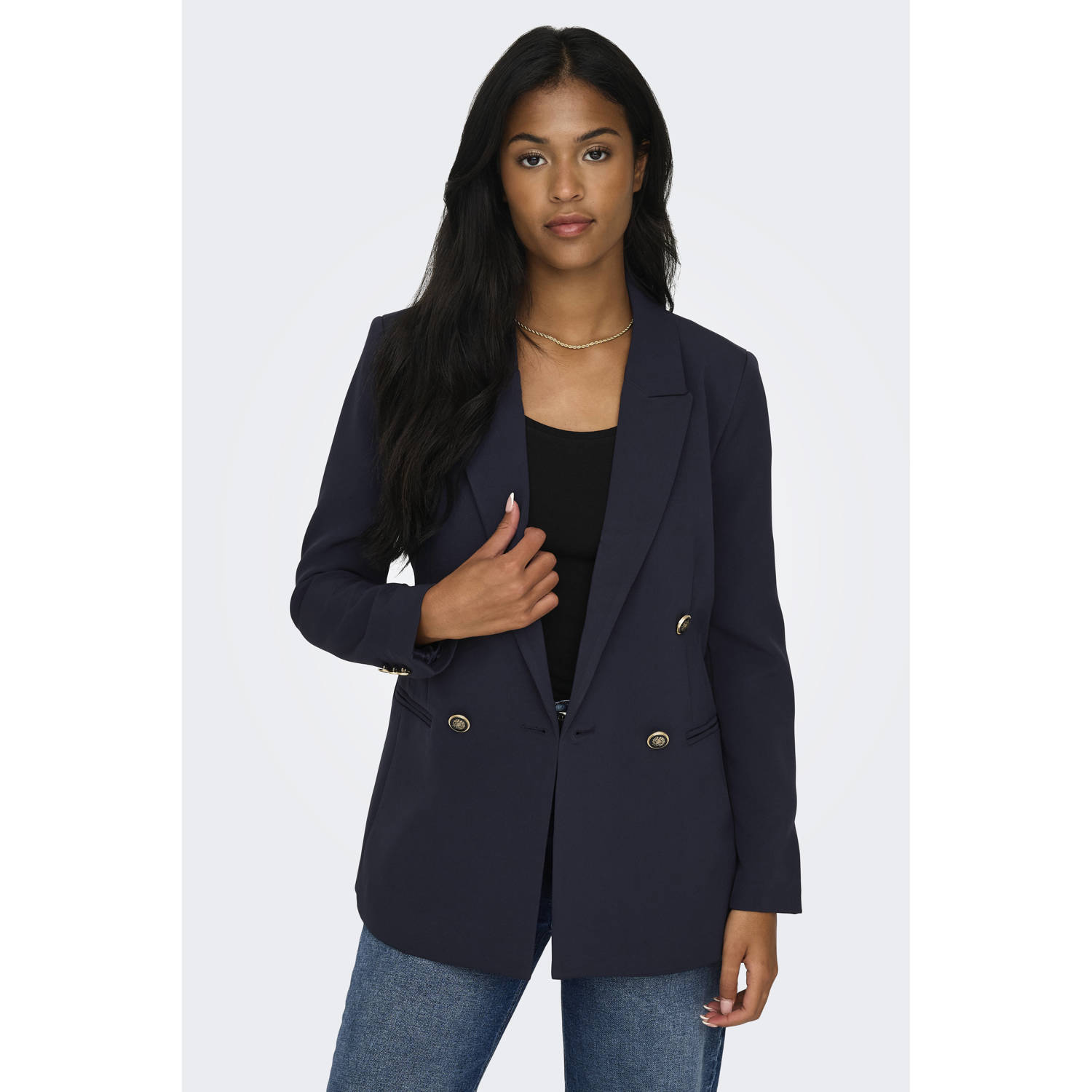 ONLY oversized blazer ONLASTRID van polyester donkerblauw