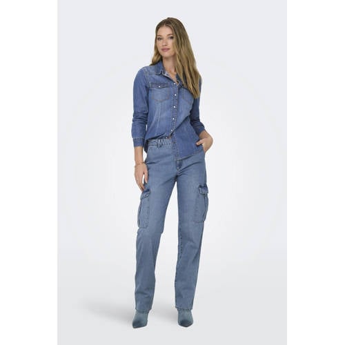 ONLY denim blouse ONLALEXA medium blue denim afbeelding