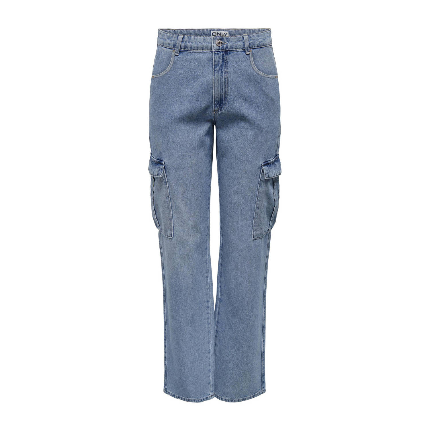 ONLY high waist cargo jeans ONLRILEY medium blue denim
