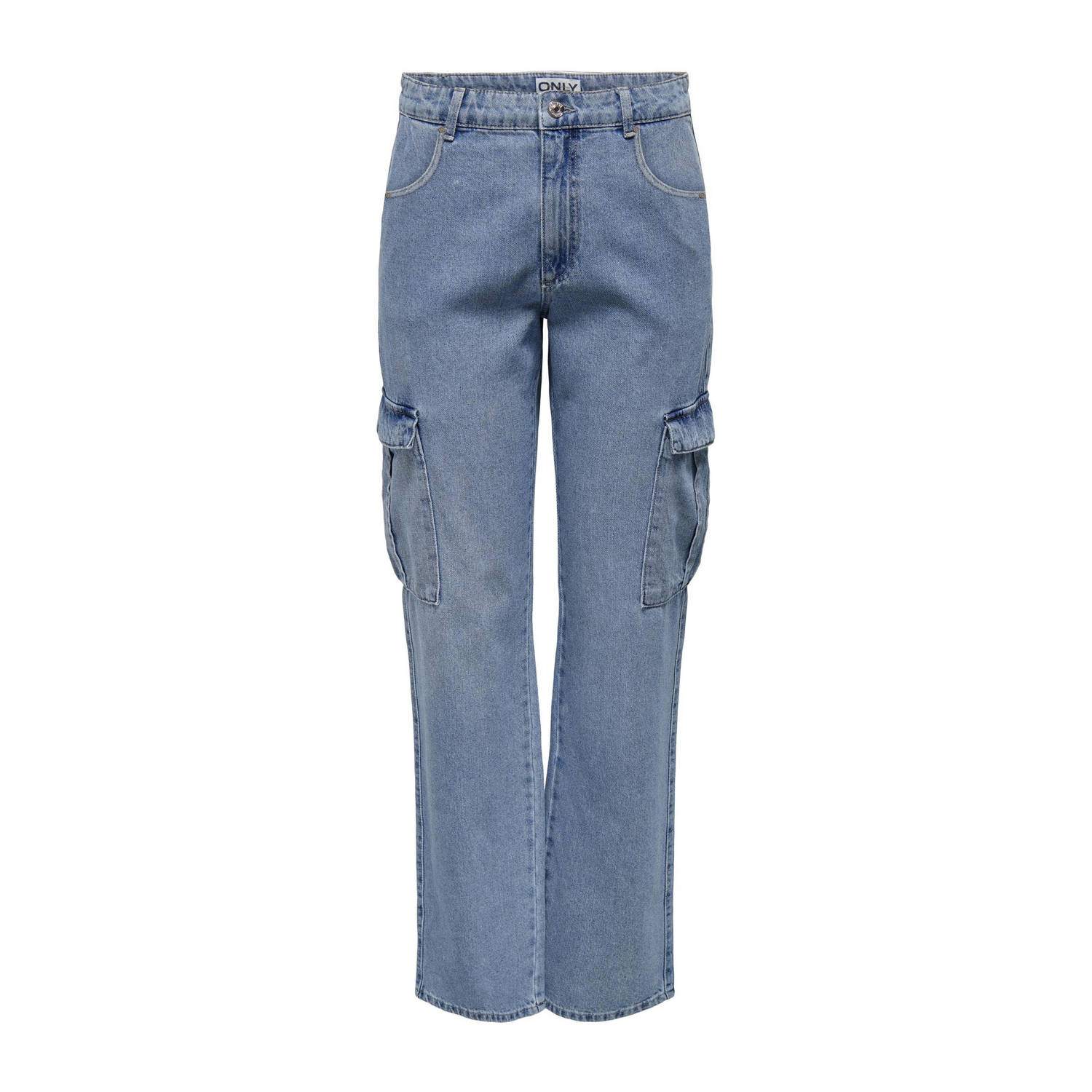 ONLY high waist cargo jeans ONLRILEY medium blue denim