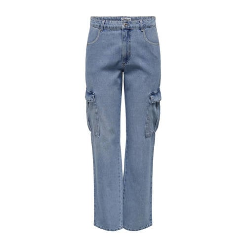 ONLY high waist cargo jeans ONLRILEY medium blue denim