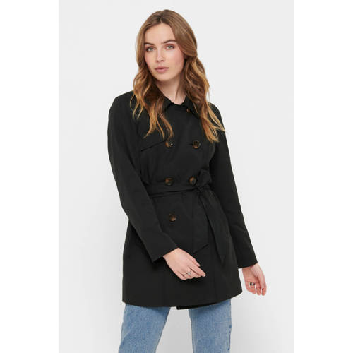 ONLY trenchcoat jas ONLVALERIE met ceintuur zwart afbeelding