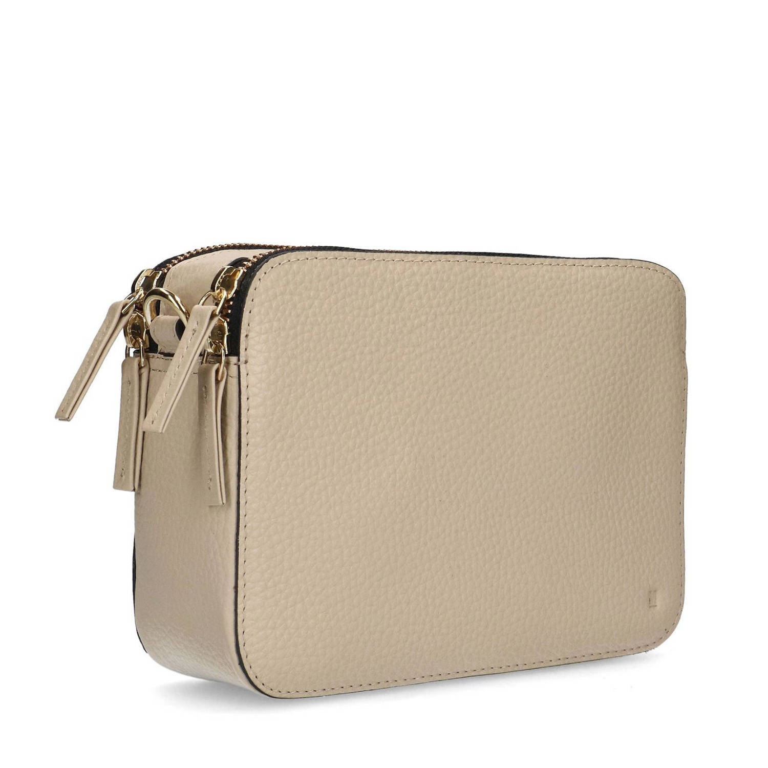 Manfield leren crossbody tas beige