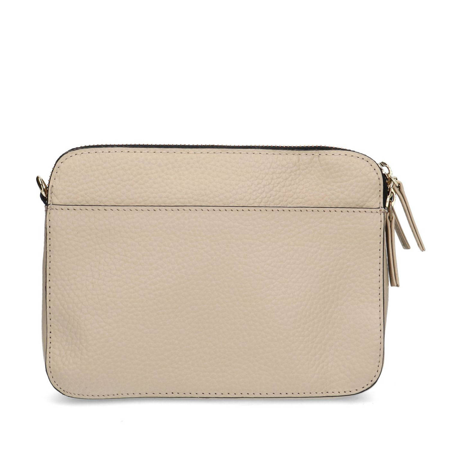 Manfield leren crossbody tas beige