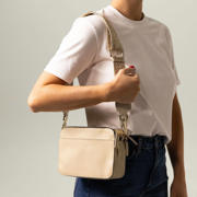 thumbnail: Manfield  leren crossbody tas beige