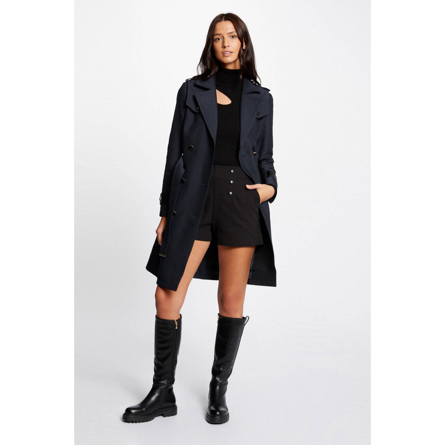 Morgan trenchcoat jas met ceintuur marine