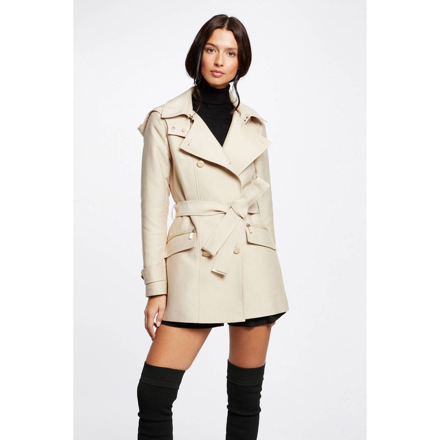 Morgan trenchcoat jas met ceintuur ecru