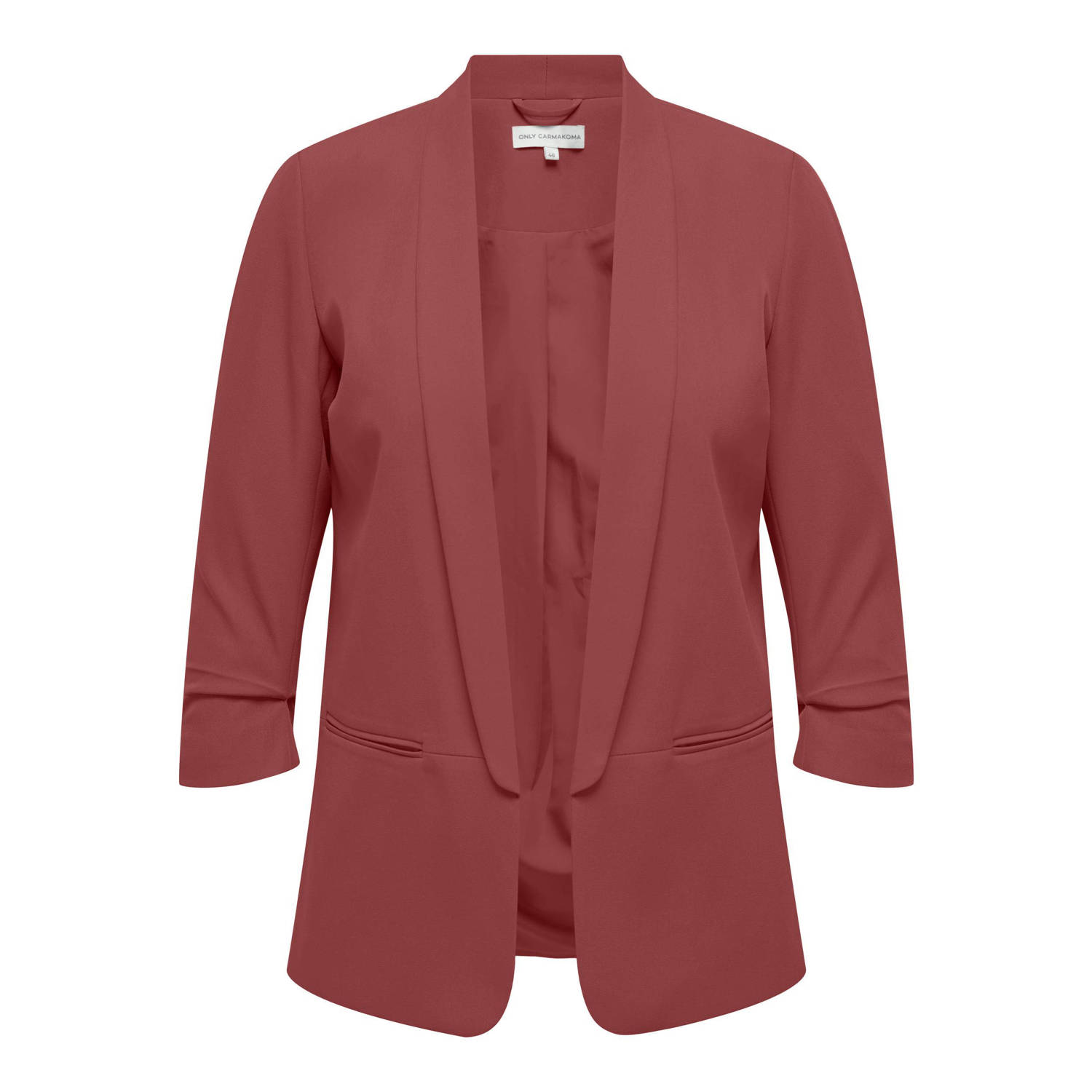 ONLY CARMAKOMA rechtvallende blazer met plooien rood