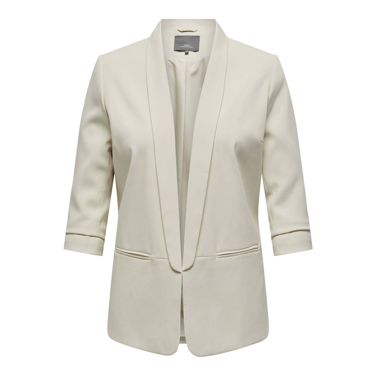 ONLY CARMAKOMA rechtvallende blazer CARELLY met plooien beige