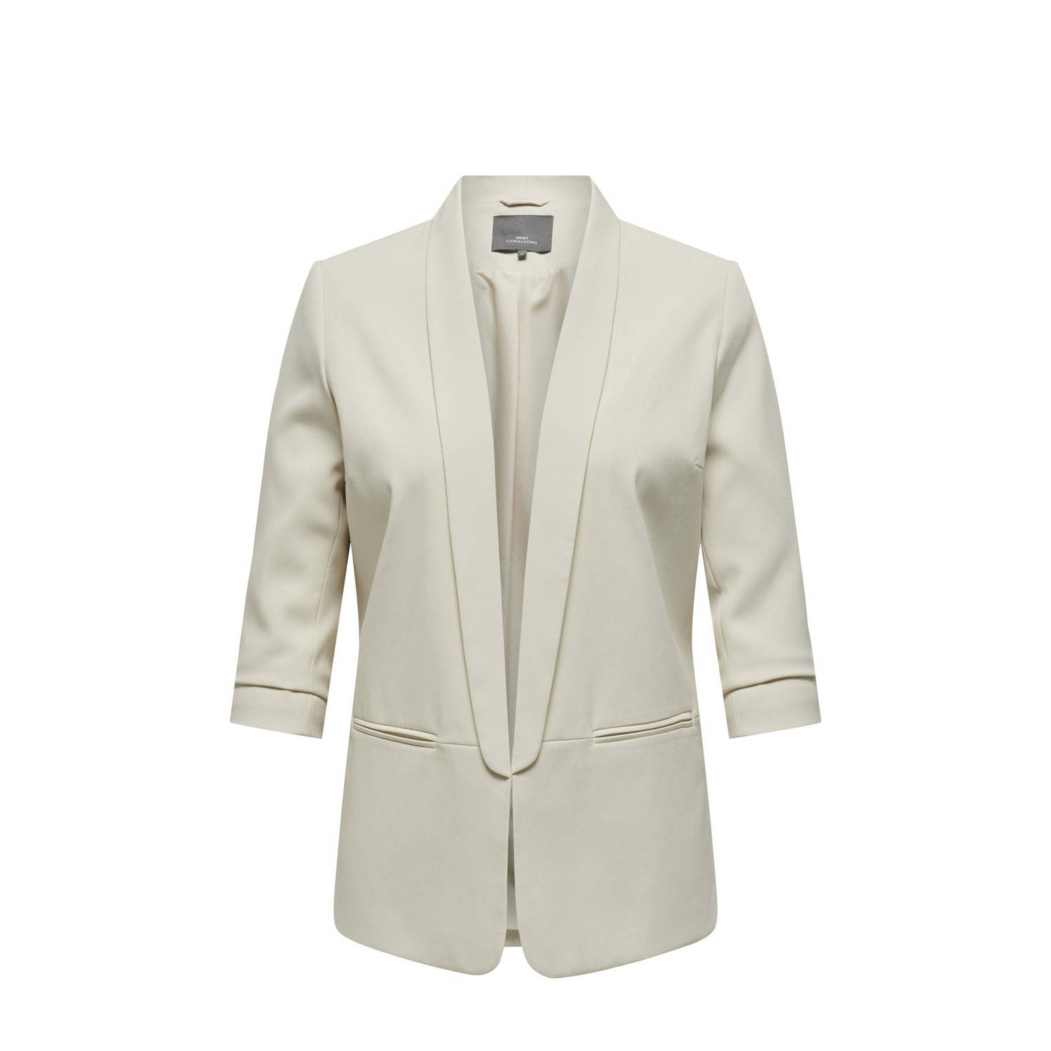 ONLY CARMAKOMA rechtvallende blazer CARELLY met plooien beige