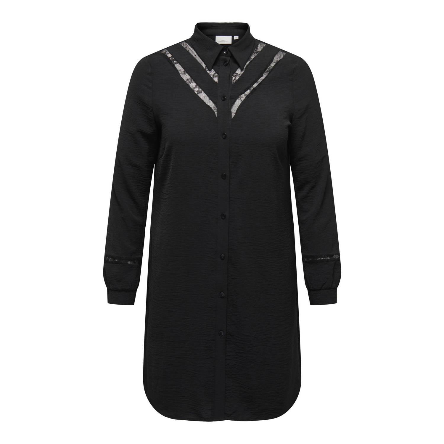 ONLY CARMAKOMA blousejurk CARMETTA van gerecycled polyester zwart grijs