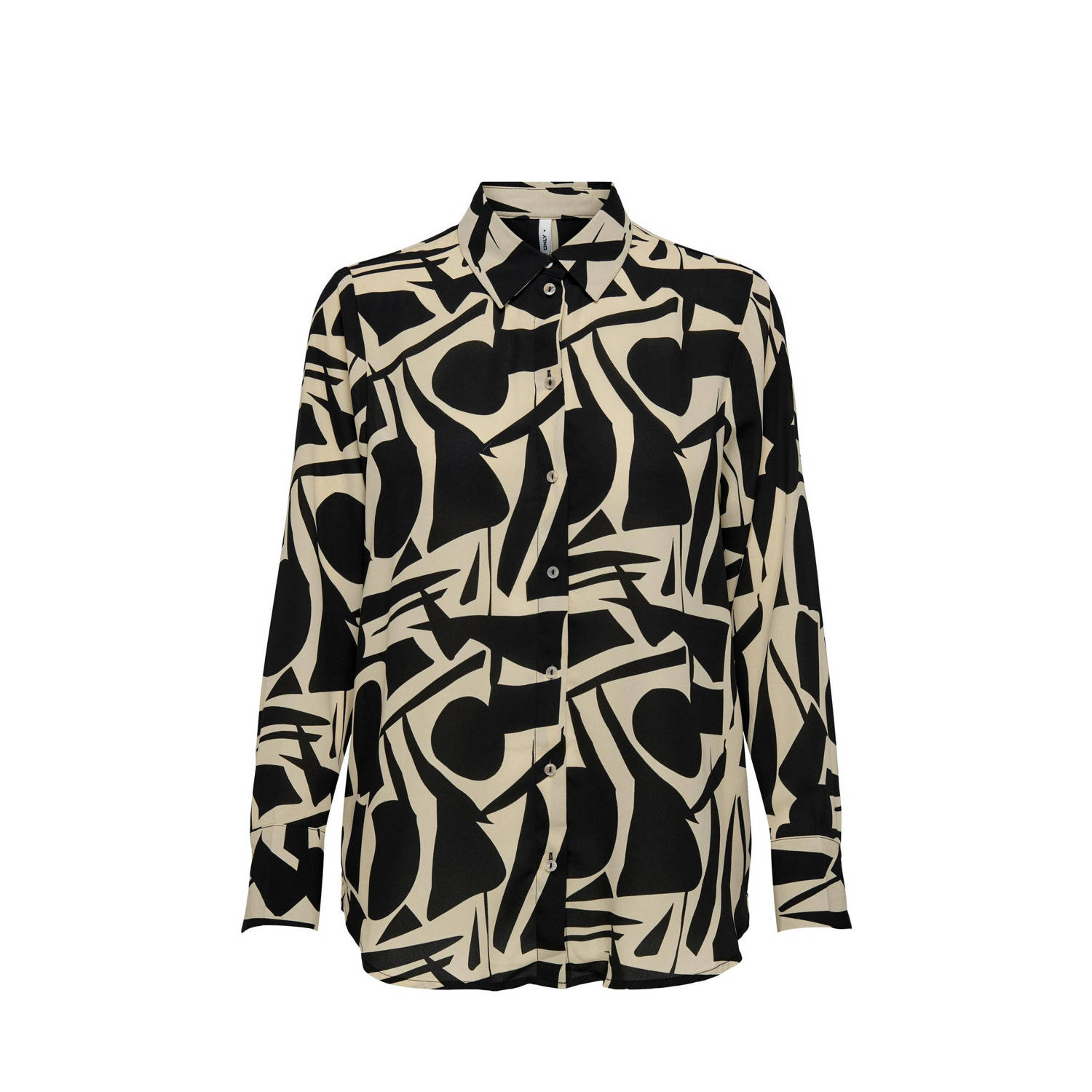 ONLY blouse ONLHELENA van gerecycled polyester zwart offwhite