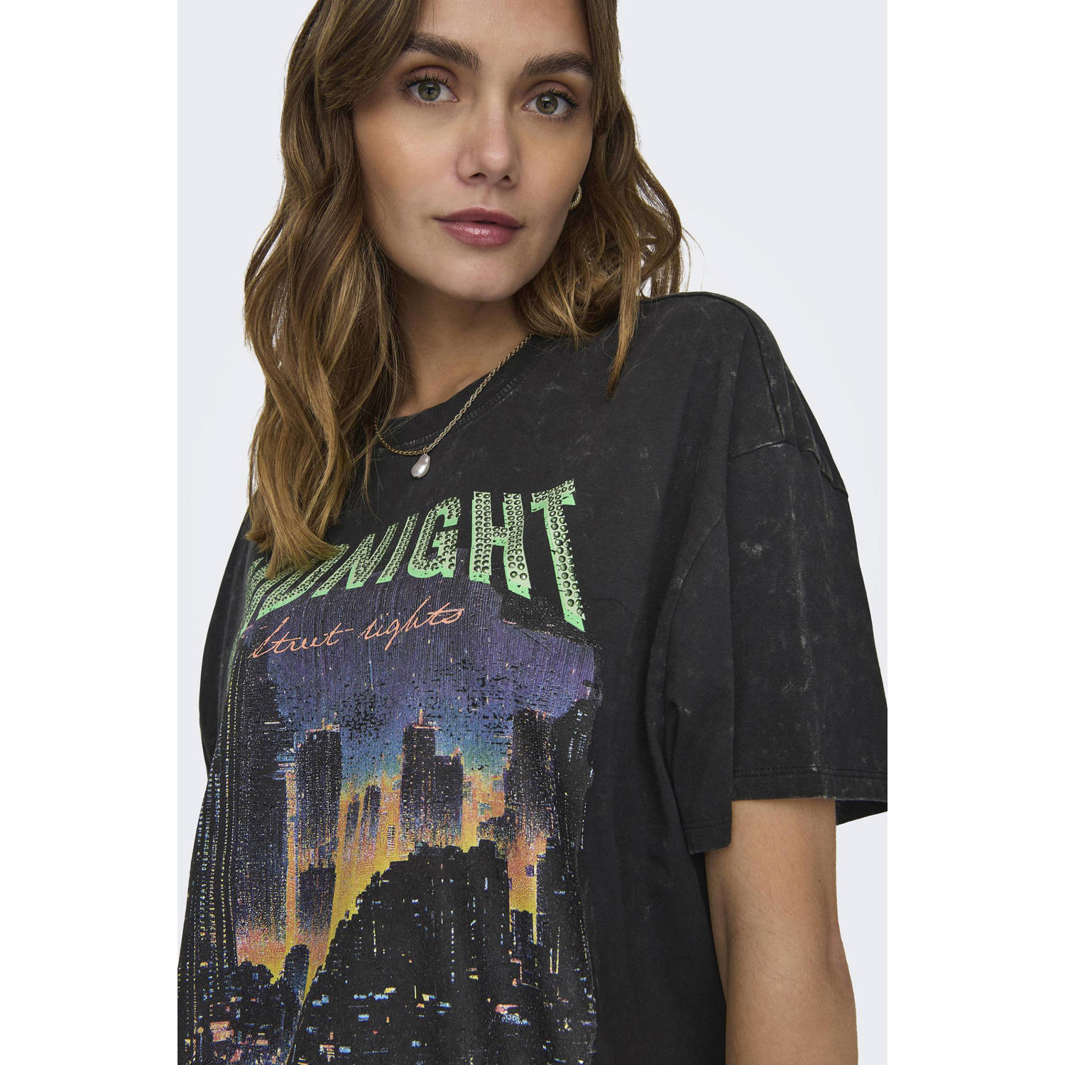 ONLY T-shirt ONLLUCCA van katoen zwart