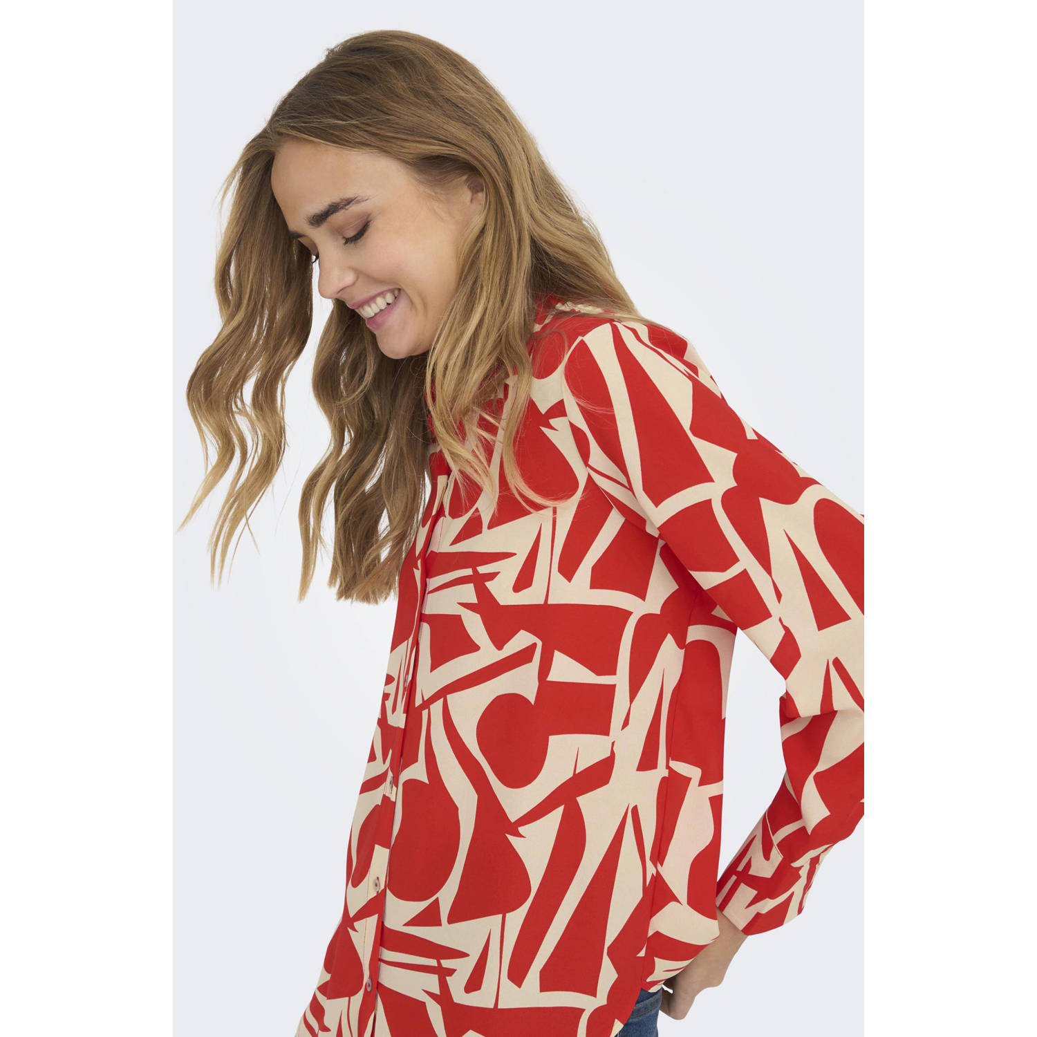 ONLY blouse ONLHELENA rood offwhite