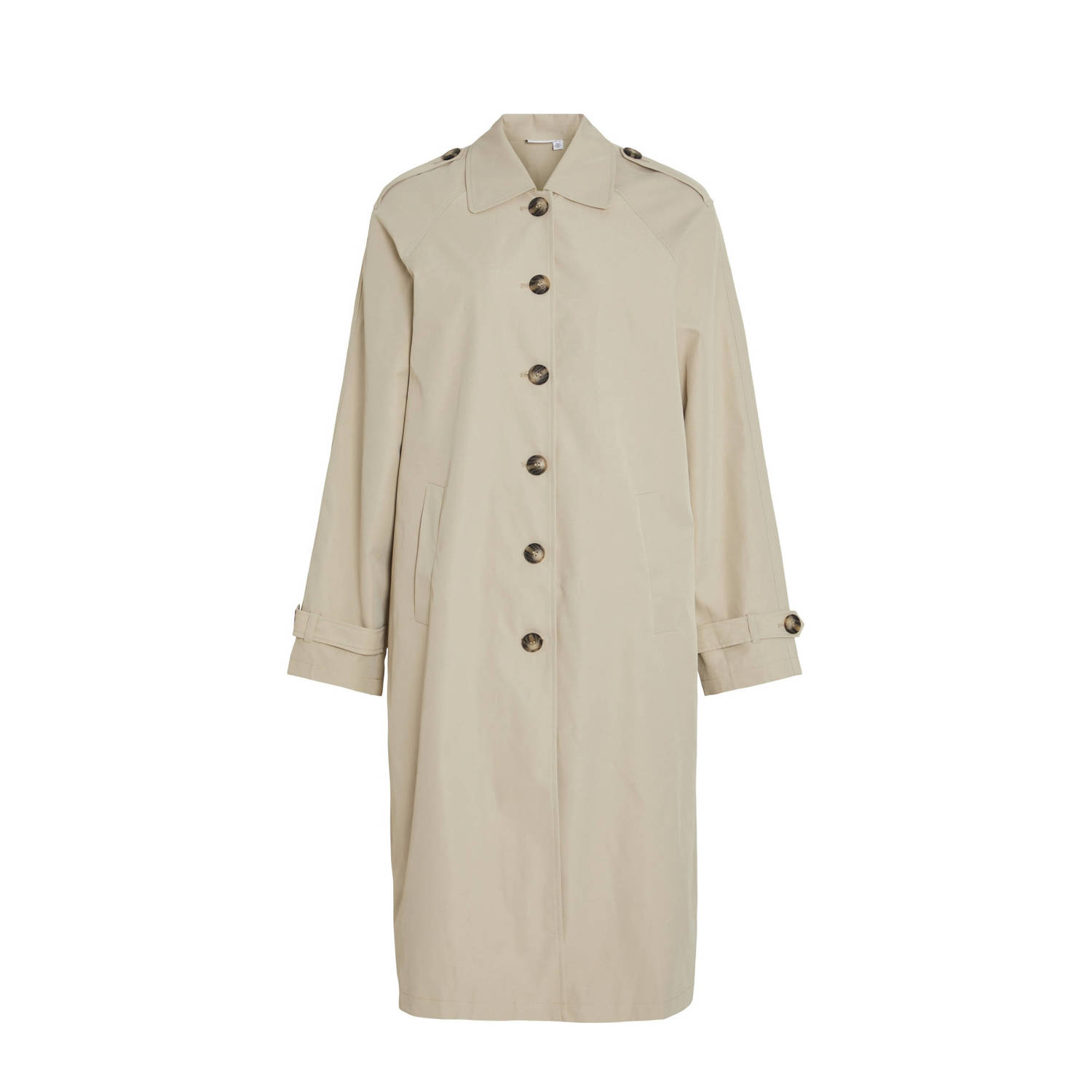 VILA trenchcoat jas VIBALINJA van polyester ecru