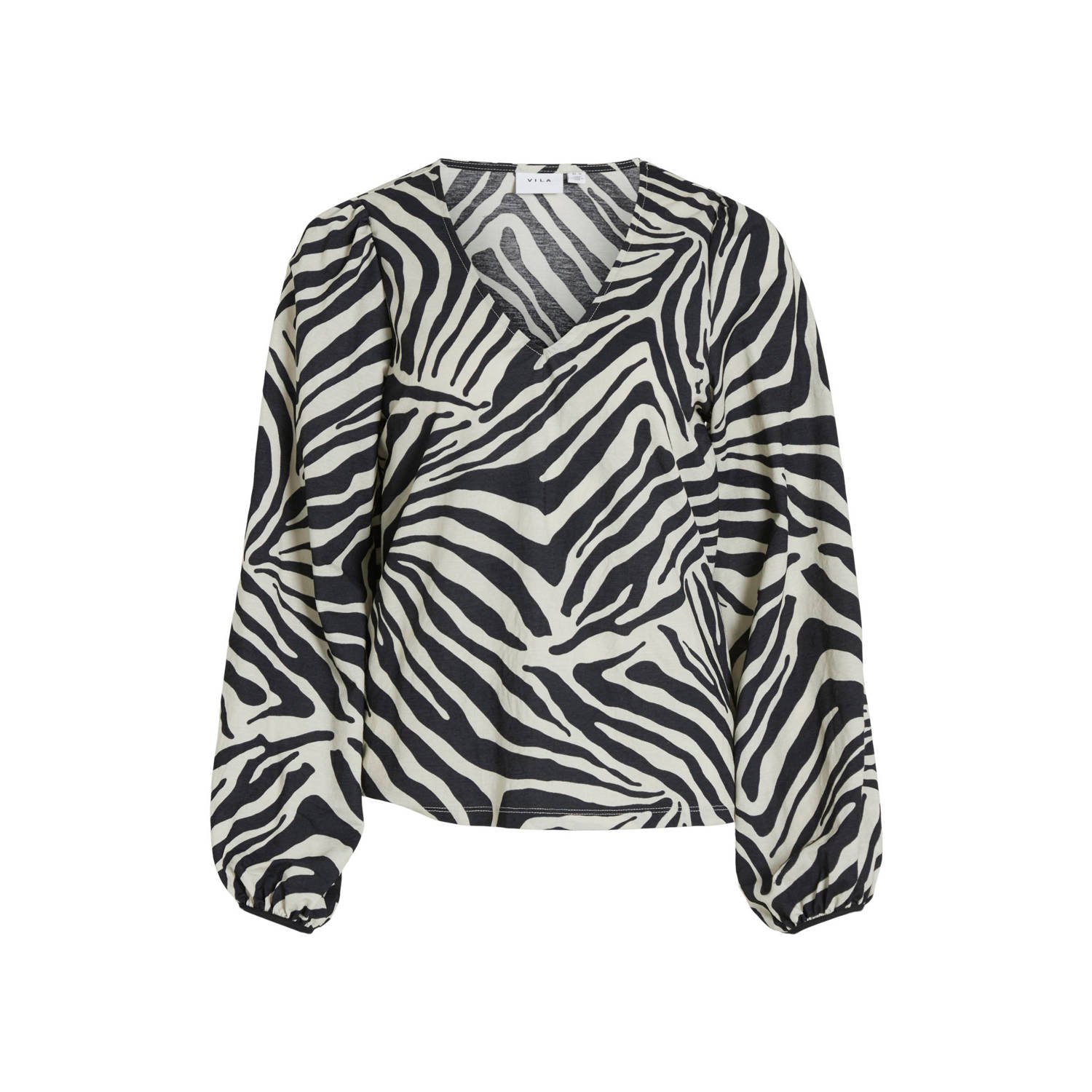 VILA top VIMIRAN met zebraprint zwart wit