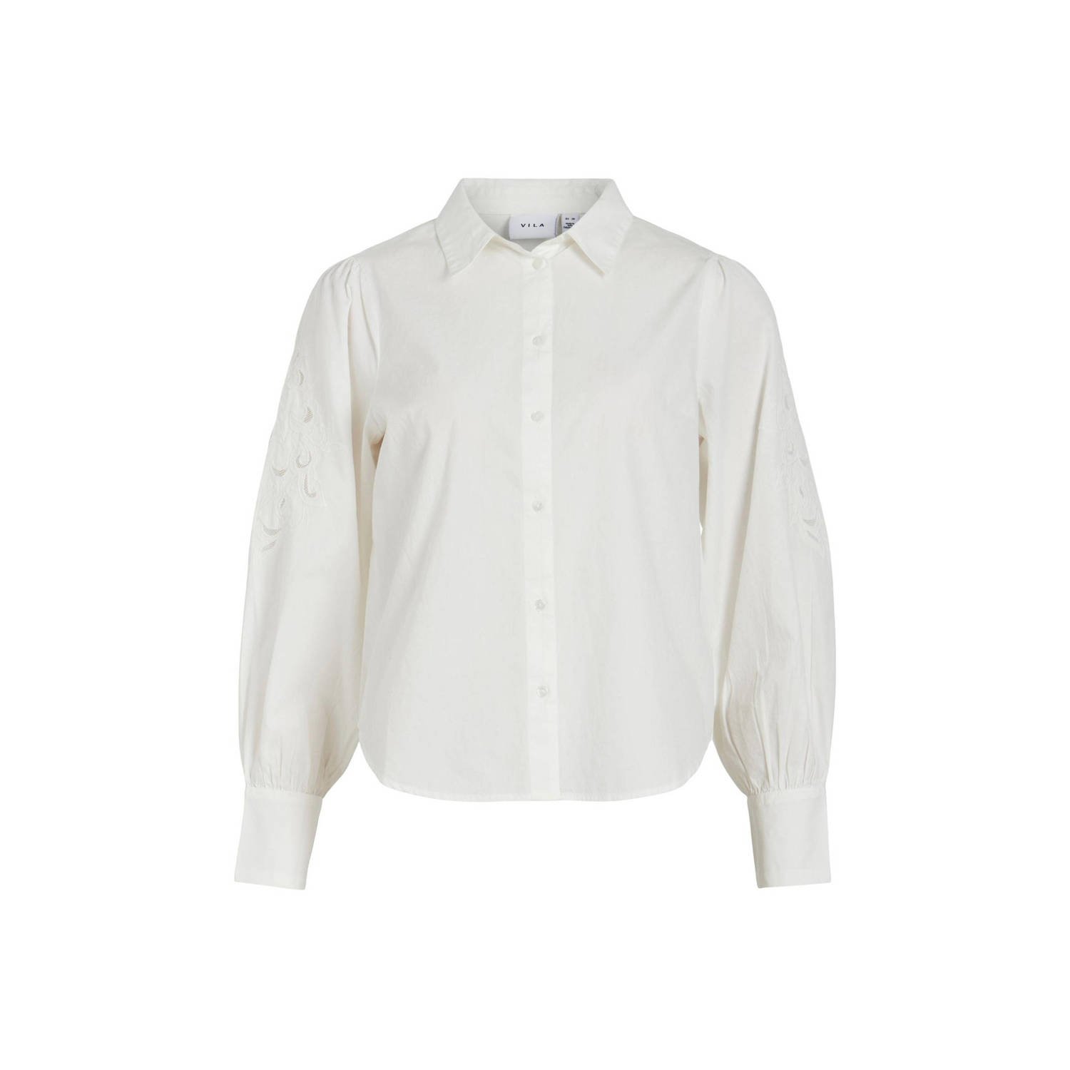 VILA blouse VINODE met borduursels wit