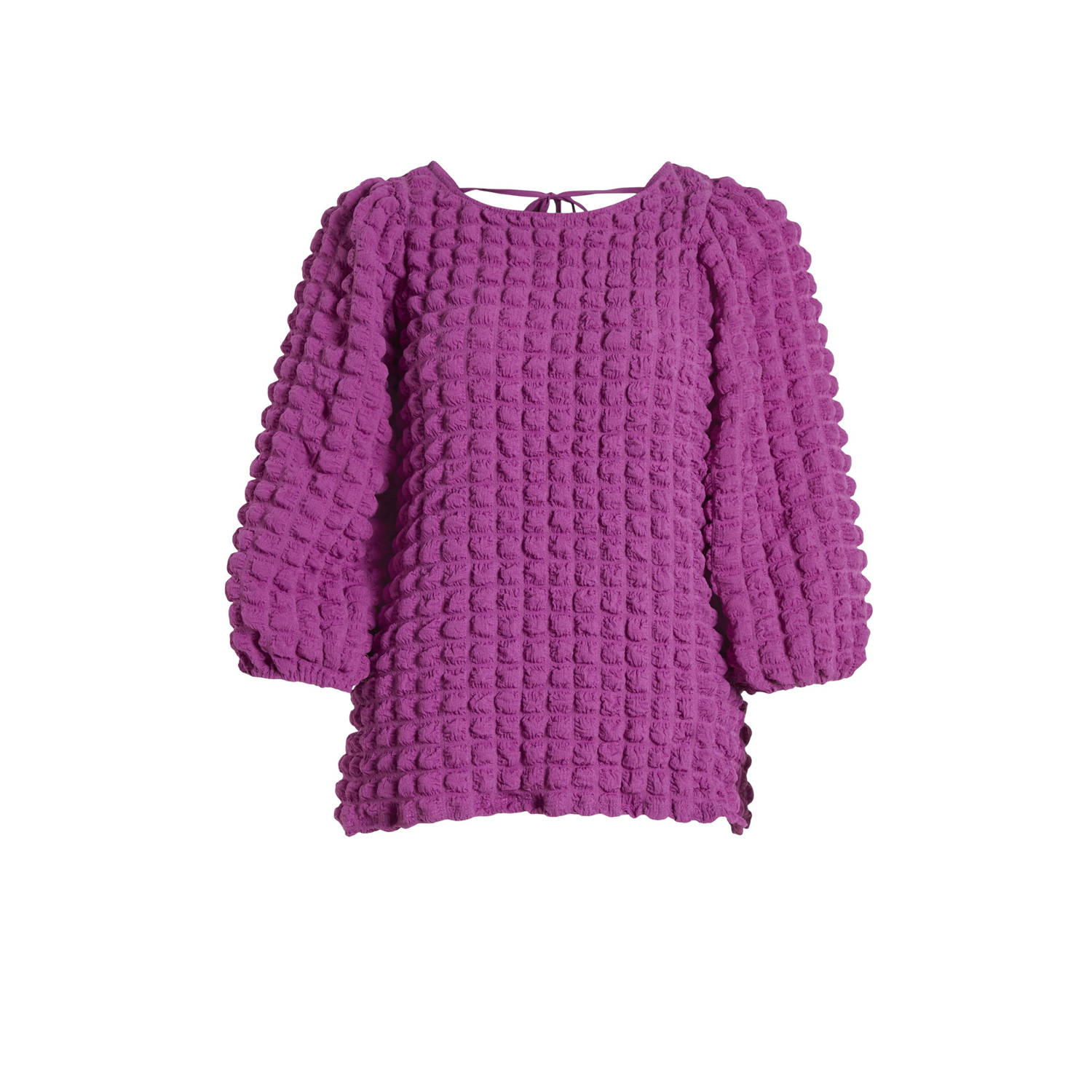 VILA top VISHIMO met textuur fuchsia