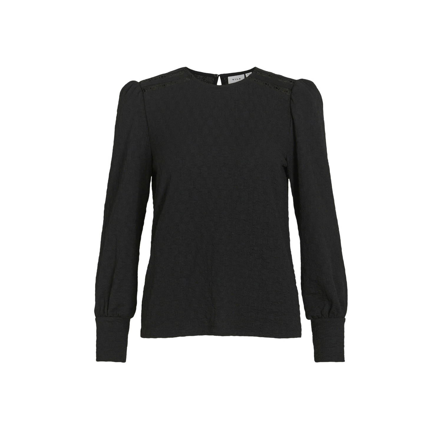 VILA top VIRUBIA van polyester zwart