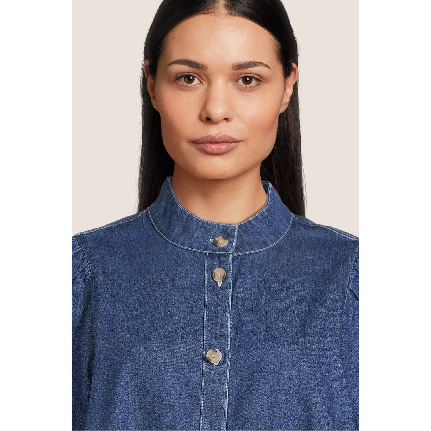 MSCH Copenhagen halter spijker blousejurk MSCHShayla medium blue denim