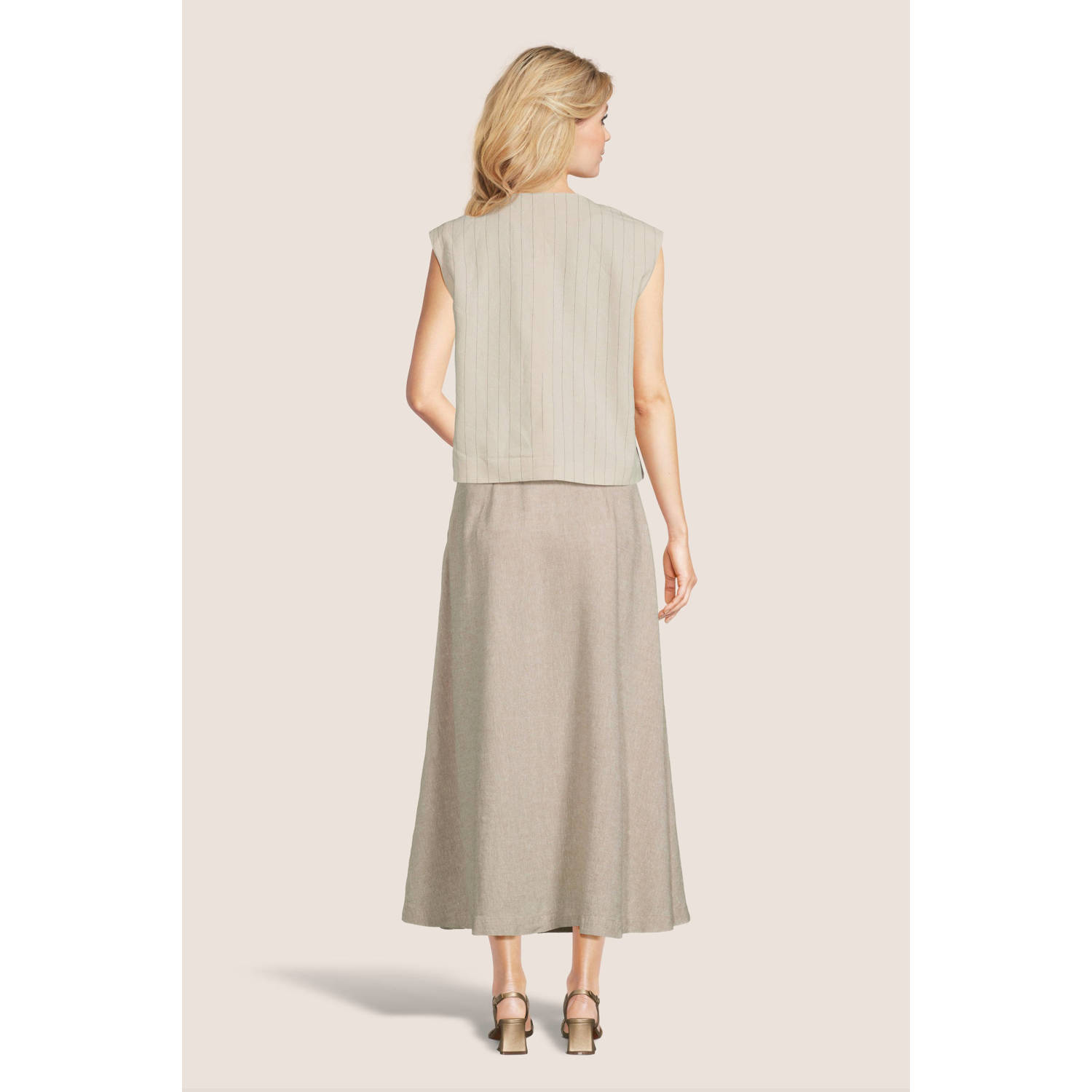 MSCH Copenhagen midi rok met linnen beige