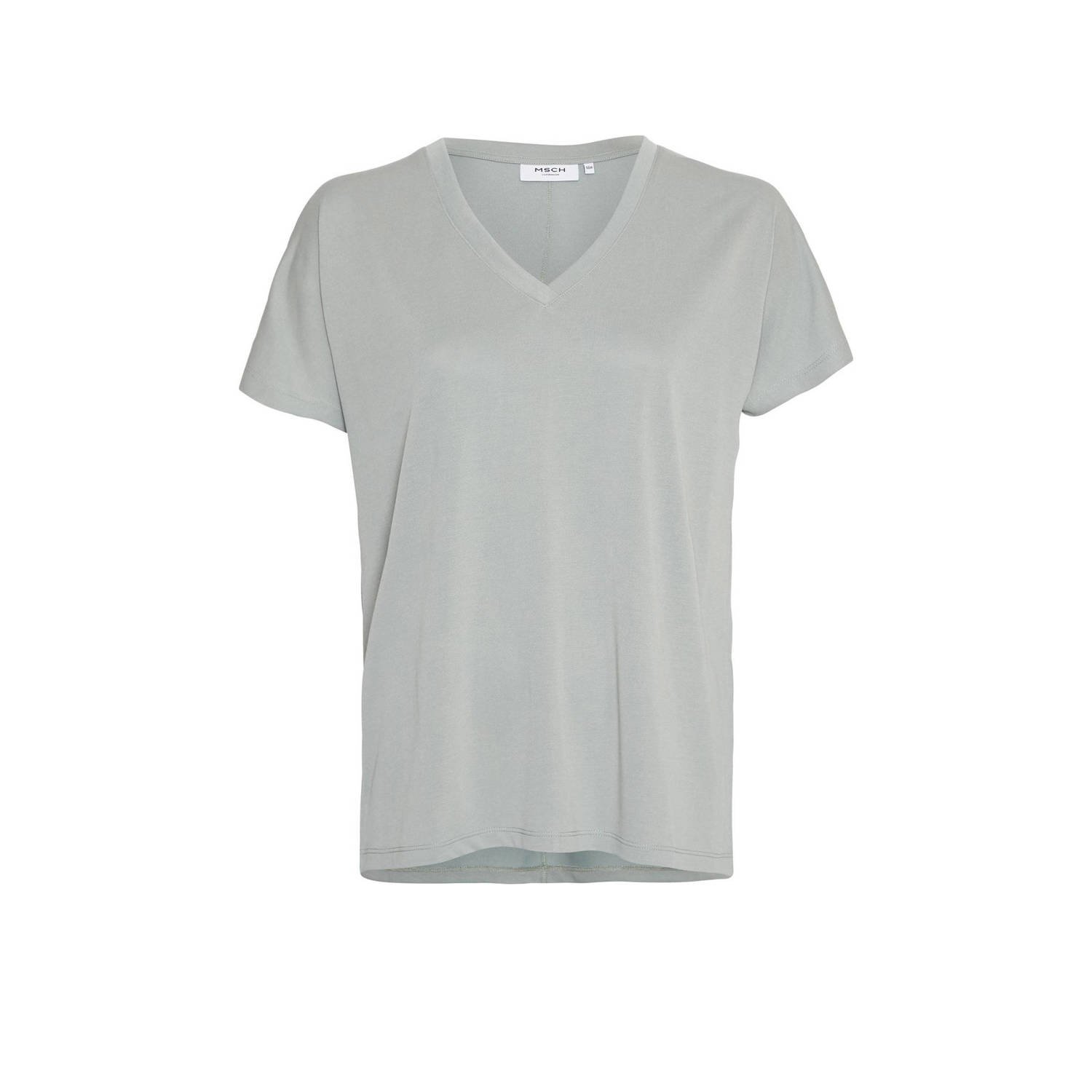 MSCH COPENHAGEN Dames Tops & T-shirts Mschfenya Modal V Neck Tee Groen