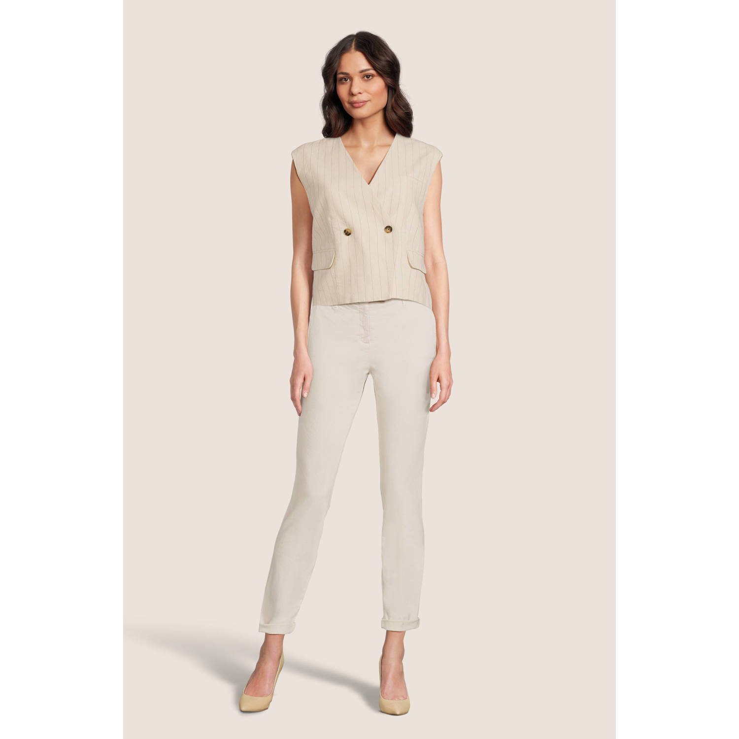 MSCH Copenhagen gestreept gilet Jonalyn beige