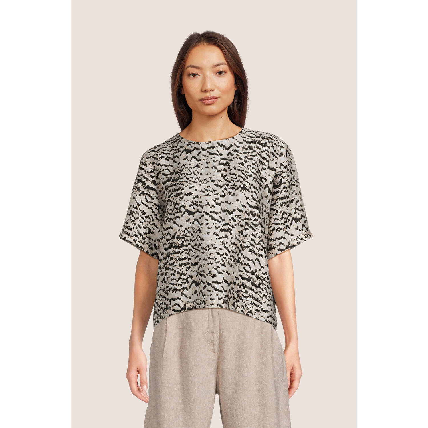 MSCH Copenhagen top met all over print beige zwart ecru