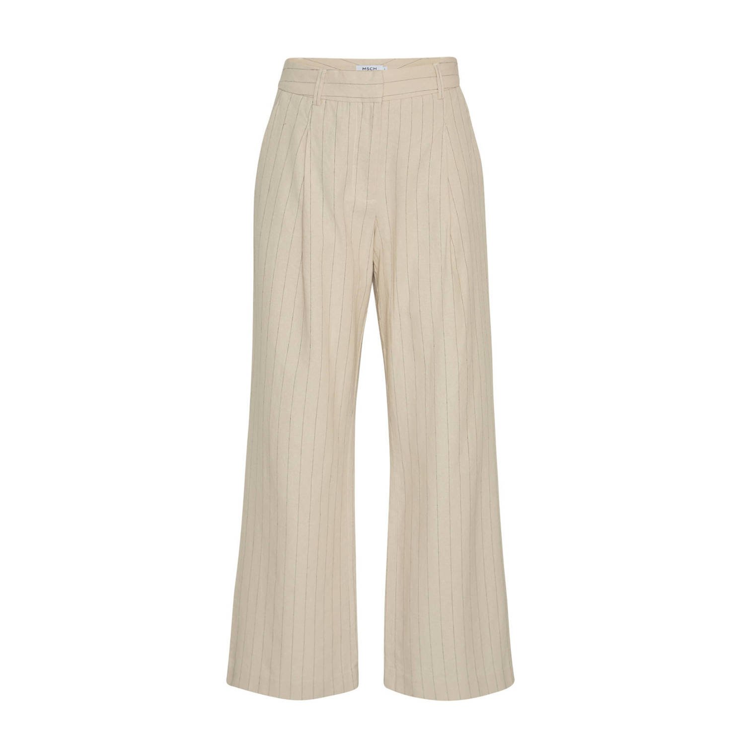 MSCH Copenhagen gestreepte wide leg pantalon Jonalyn beige