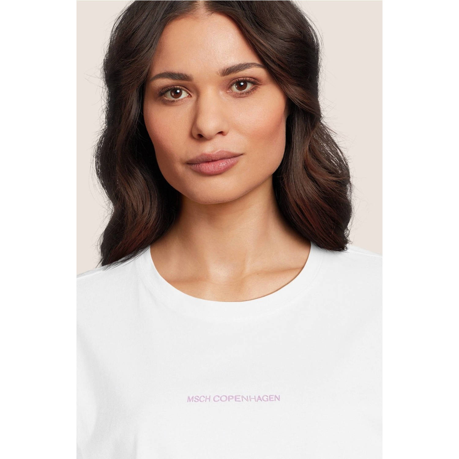 MSCH Copenhagen T-shirt met printopdruk wit roze