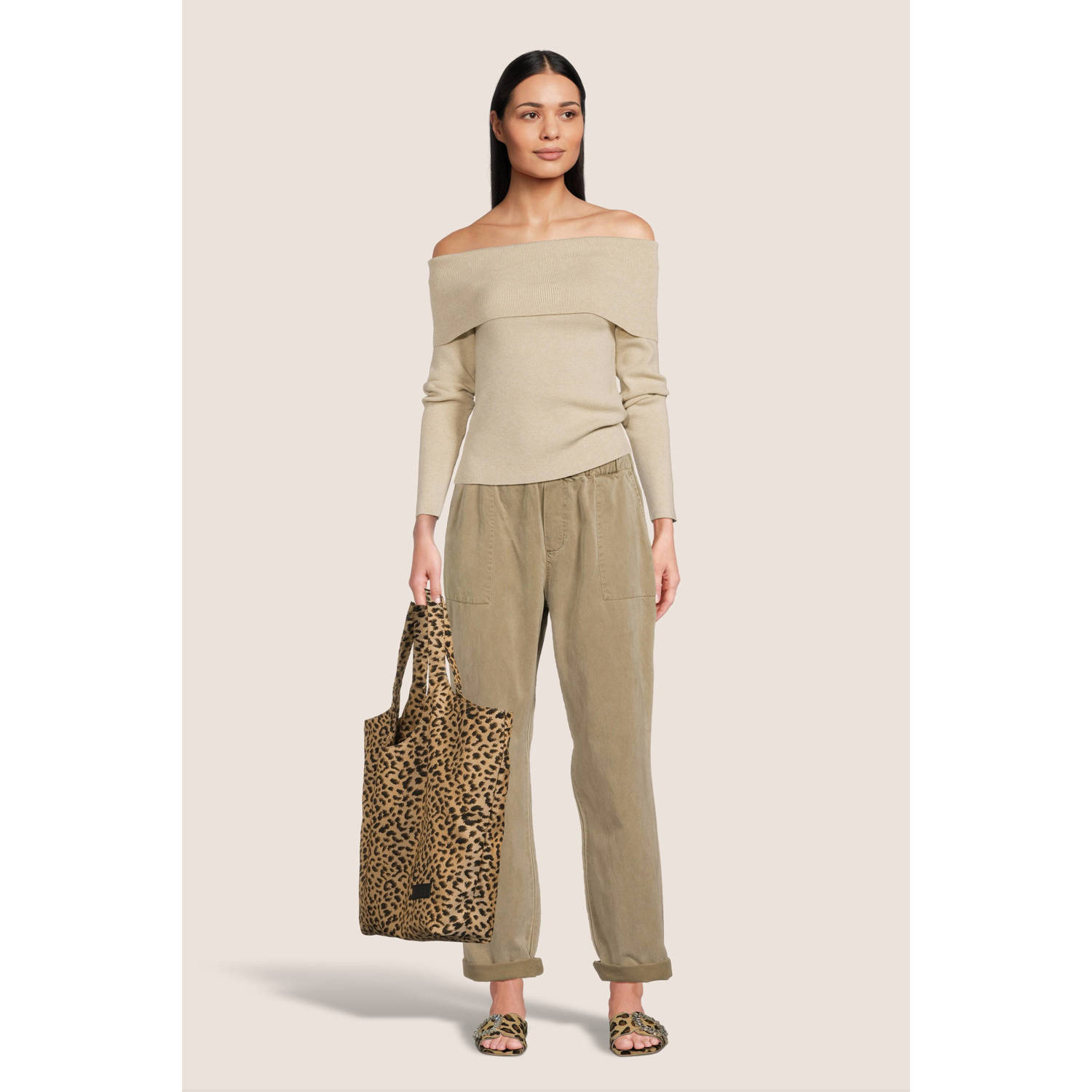 Circle of Trust cropped loose fit pantalon ESRA beige