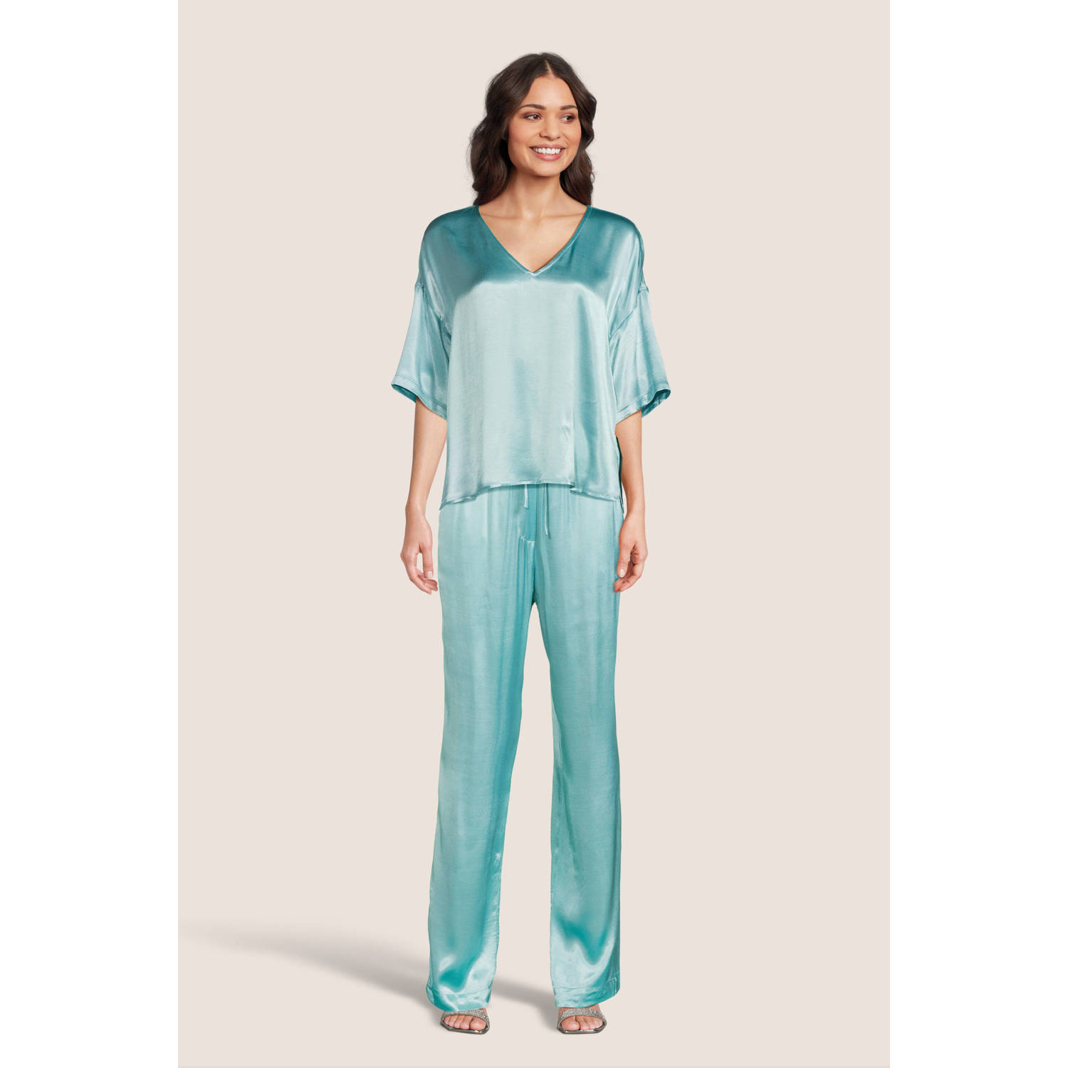 Circle of Trust satijnen top PARKER blauw